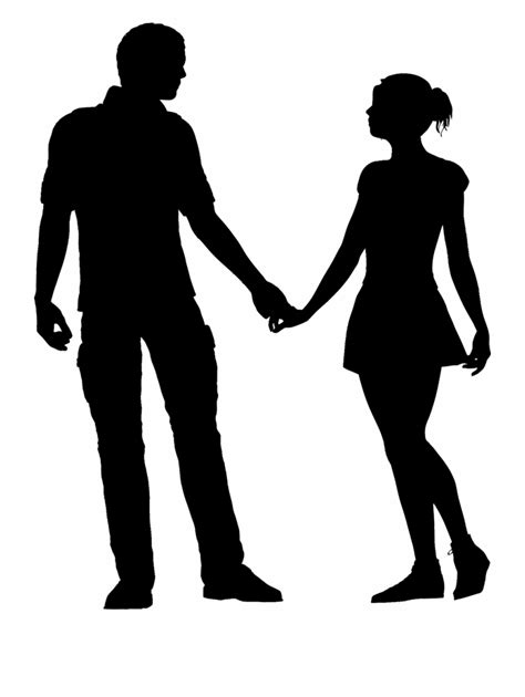 Man And Woman Holding Hands Silhouette