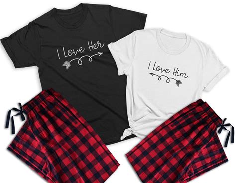 I Love Her And I Love Him Couple Matching Pajamas For Husband Etsy