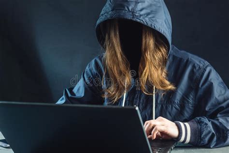 Anonymous Girl Hacker Uses A Laptop To Hack System Stealing Personal