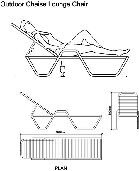 Autocad Download Outdoor Chaise Lounge Chair Dwg Drawing Thousands Of