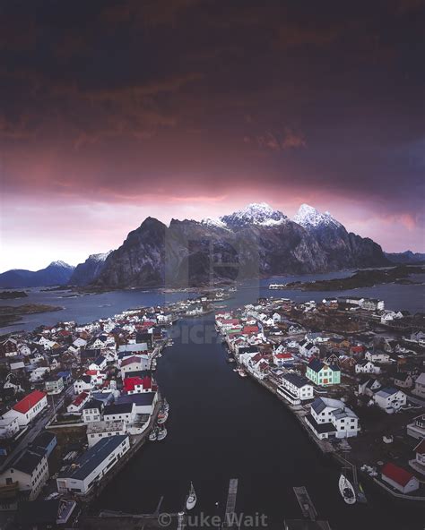 Henningsvær Sunset Lofoten Islands Norway License Download Or
