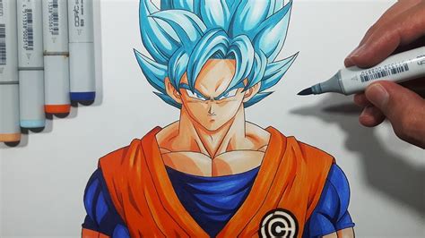 How To Draw Goku Super Saiyan Blue Step By Step Tutorial Youtube