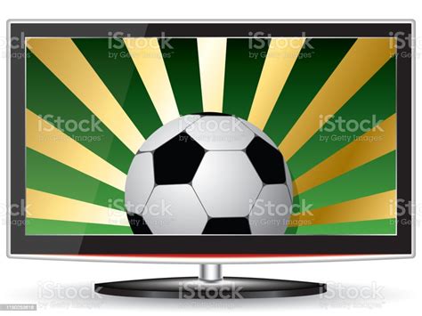 Soccer Football Tv Plasma Panel With Ball Vector Illustration Stock