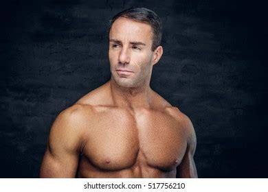 Portrait Shirtless Middle Age Male Shaved Stock Photo Shutterstock