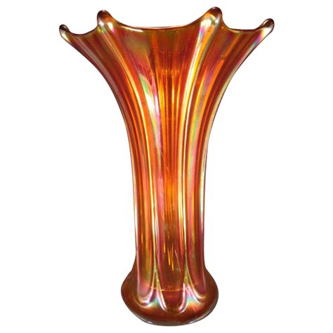 Imperial Morning Glory Marigold Funeral Vase Carnival Glass Showcase