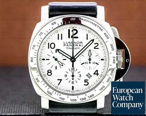 panerai pam00188 luminor daylight chrono ss white dial 37197 european watch co