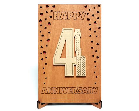 4 year anniversary gifts are traditionally celebrated with silk or linen and flowers, here are gift ideas that will last longer! Happy 4th Anniversary Card, Gift for Four Years fourth 4 ...