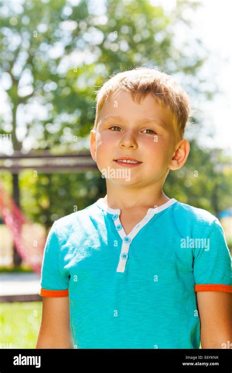 Outside Portrait Of Little Boy Stock Photo Alamy