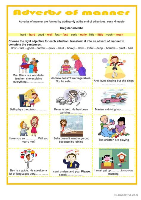 Adverbs Of Manner General Gramma English Esl Worksheets Pdf Doc Hot Sex Picture
