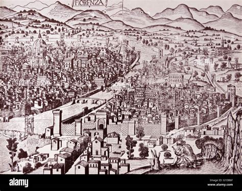 Woodcut Depicting Florence During The 15th Century Stock Photo Alamy