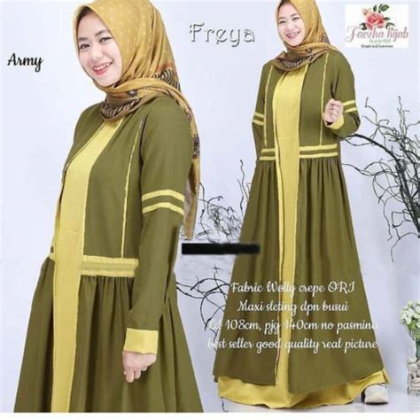 Freya Maxi Dress Fashion Muslim Wanita Baju Gamis Syari Pesta Kekinian
