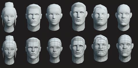 3d Model Heads Base Meshes Vr Ar Low Poly Cgtrader