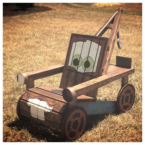 Kick back while camping out in our comfortable camp chairs. Made a Tow Mater chair for my little man | Wood crafts diy ...