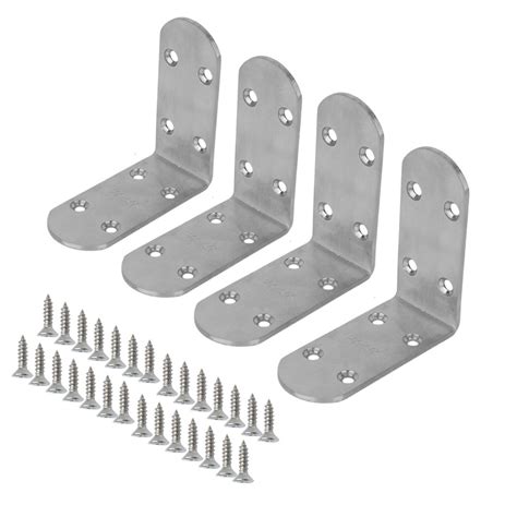 Uxcell 85x85mm Stainless Steel4pcs L Shaped Right Angle Brackets With