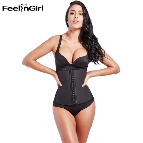 feelingirl 100 latex trainer 9 steel bone waist slimming waist cincher burn fat body shaper