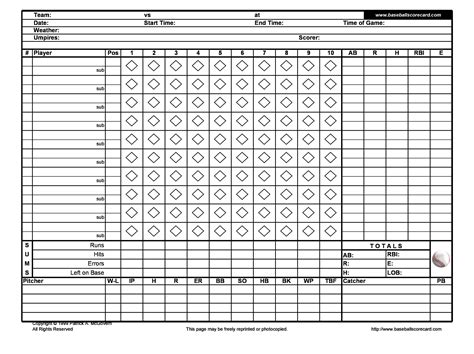 Comprehensive Printable Baseball Score Sheet Mason Website