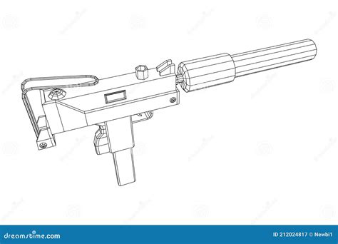Submachine Gun Modern Firearms Pistol With Silencer Cartoon Vector CartoonDealer Com