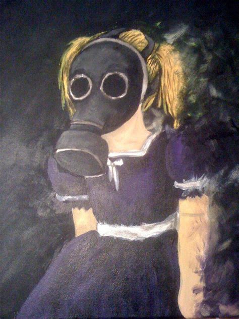 Little Girl Wearing Gas Mask Drawing Kingplate