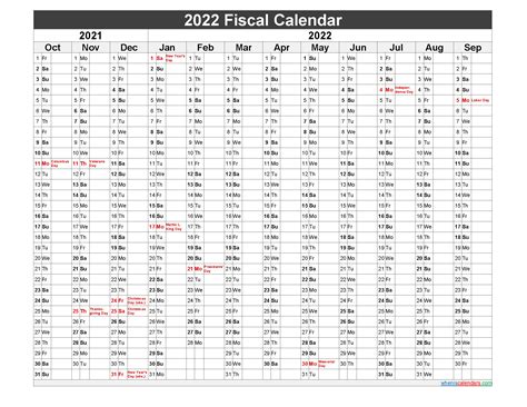 2022 Fiscal Calendar Template Nofiscal22y50