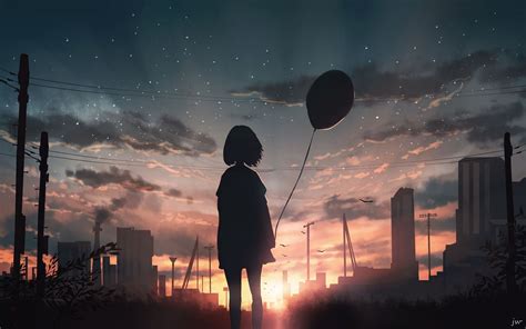 Download Wallpaper 3840x2400 Girl Silhouette Balloon