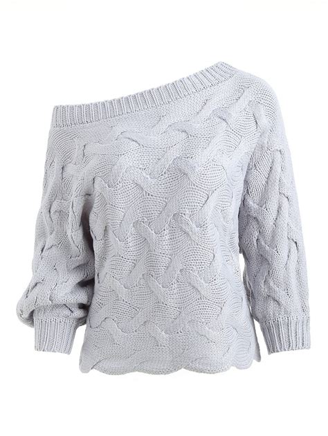 Skew Neck Cable Knit Sweater Cable Knit Sweaters Knitted Sweaters