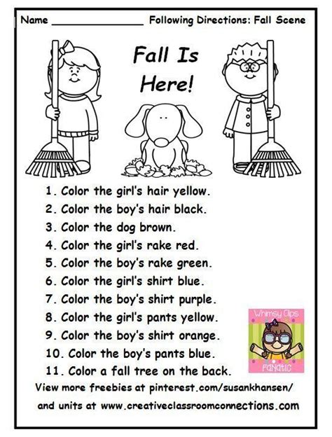 Following Directions Worksheet For Kids
