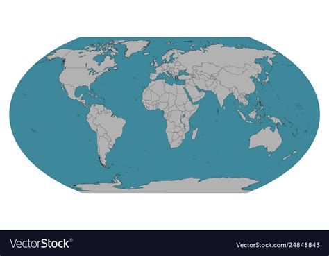 Grey World Map On Blue Background All Countries Vector Image