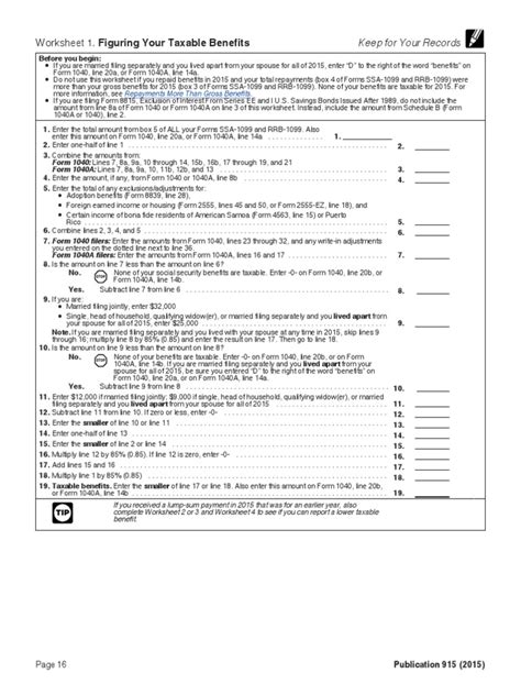 Worksheet 1 Figuring Your Taxable Benefits Keep For Your Records