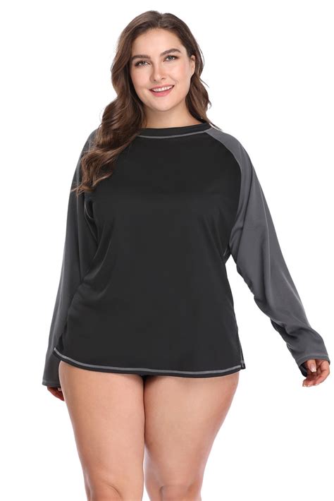 Vegatos Women Plus Size Long Sleeve Rash Guard Uv Protection Swim Shirt