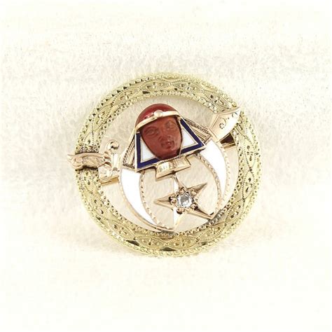 Shriner Antique Lapel Pin Masonic 14k Gold And Diamond