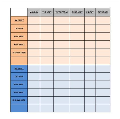 Free 15 Restaurant Schedule Templates In Pdf Ms Word Excel