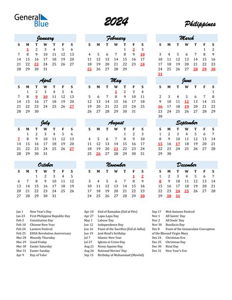 23 Printable Selected Printable 2024 Philippines Calendar Templates