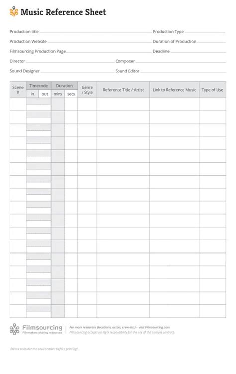 A cue sheet is effectively a list of all the music used in your film, along with other key information. 36 best images about Filmmaking Production Document Templates on Pinterest | Student-centered ...