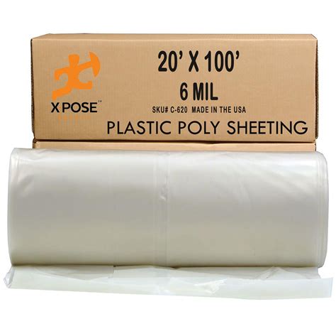 Clear Poly Sheeting 20x100 Feet Heavy Duty 6 Mil Thick Plastic