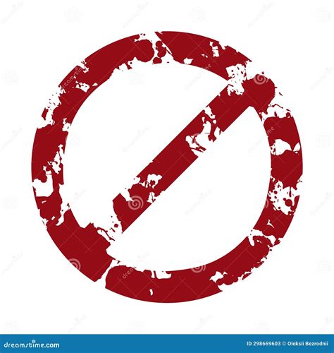 Prohibit Red Crossed Circle Sign Textured Stamp Stock Illustration