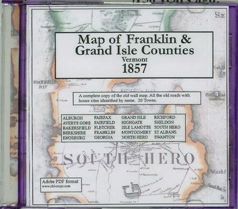 Map Of The Counties Of Franklin And Grand Isle Vermont 1857 Cdrom