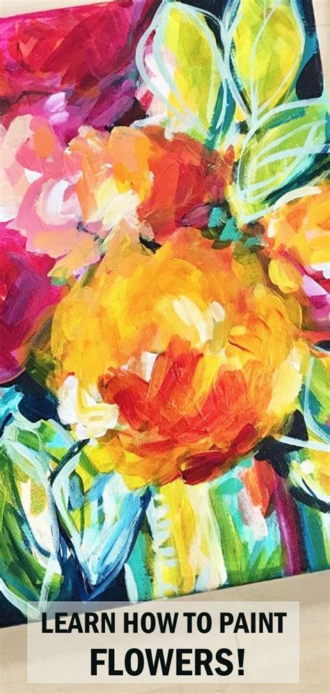 Easy Loose Abstract Flower Painting On Canvas Art Classes With Artist