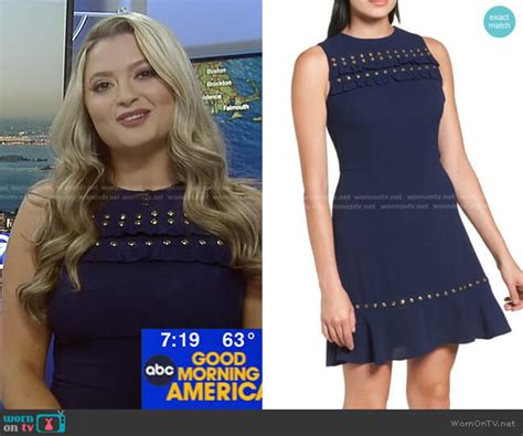 Wornontv Dani Beckstroms Navy Studded Dress On Good Morning America Clothes And Wardrobe From Tv