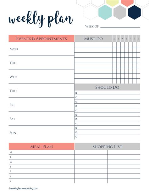 7 Day Weekly Planner Template Printable Calendar Template Printable 4