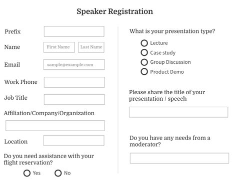 Event Registration Form Template For Speakers Whova