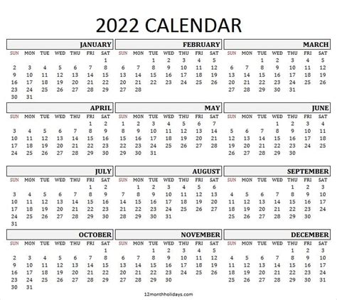 Year Planner Template 2022