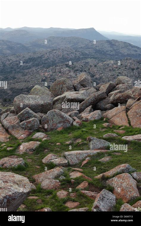Large Rocks At The Top Of Mount Scott In The Wichita Mountains Of