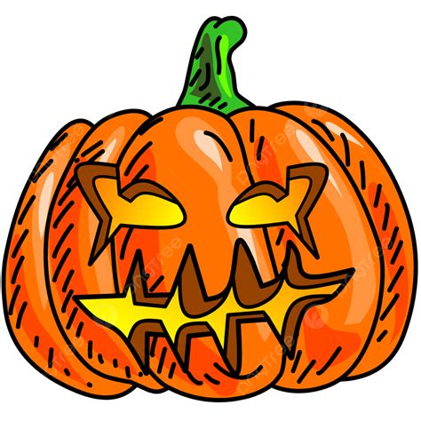 Halloween Pumpkin Scary Cartoon Vector Illustration Scary Pumpkin