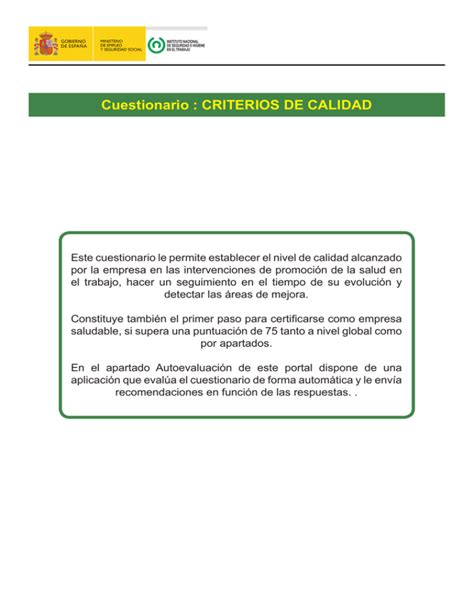 Nueva Ventanacuestionario Criterios De Calidad Para La Pst 1997