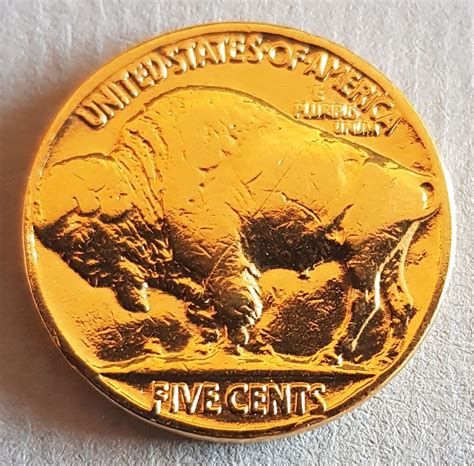 United States Indian Head Buffalo Nickel Gold Plated Coin Makes A