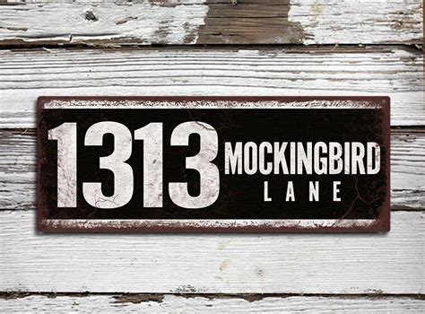 1313 Mockingbird Lane Custom Address Sign Rustic Looking Etsy 1313