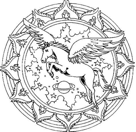Pegasus unicorn coloring page premium vector. Unicorn Pegasus Mandala Coloring Pages | Coloring Pages ...