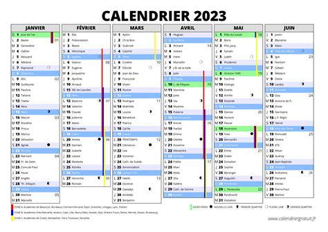 Calendrier 2023 à Imprimer Avec Les Vacances Scolaires Calendriers A4