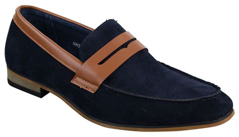 Mens Suede Slip On Loafers Moccasins Smart Casual Italian
