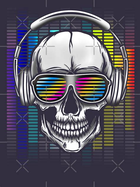 Retro Urban Dj Skull Rave Party Dancing Headphones Dj Skull Tshirt And Gifts T Shirt By